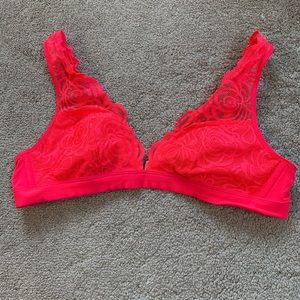 Pink lace plunge bralette size M